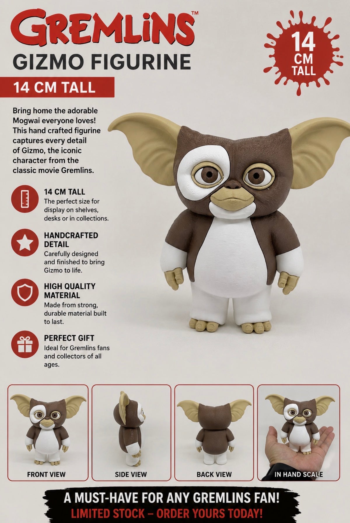Gremlins-Inspired Gizmo Figurine – 14cm Collectible